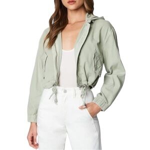 New BLANKNYC Womens Twill Hooded Jacket With Pockets and Drawstring Size S